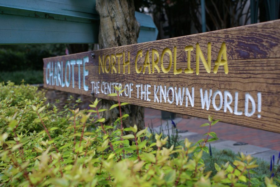Center of the known world as found in Uptown Charlotte, NC